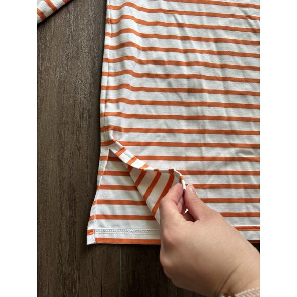 Saint James L'Atelier Women's Orange And White Striped Designer Blouse Small - Picture 6 of 12